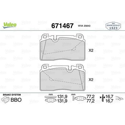 Fren Disk Balata Ön Porsche Macan (Typ 95BA)(11.2013->)  VALEO 671467