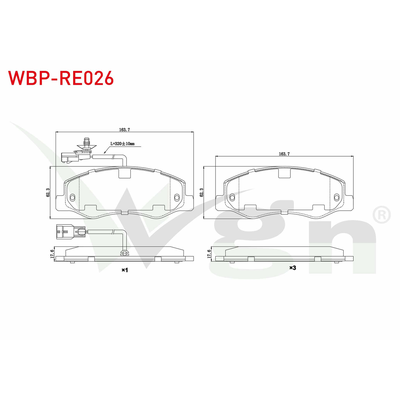 Fren Disk Balata Arka Renault Master III Kamyonet / Şasi - Çift Kabin (06.2010->)  WGN WBP-RE026