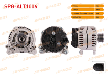 Alternatör  SPAGO ALT1006  3L903023 3L903023A 3L903023AX 03L903023 03L903023A 03L903023AX 3L903023B 03L903023B 3L903023D 03L903023D 3L903023X 03L903023X 3L903023BX 03L903023BX 3L903023DX 03L903023DX