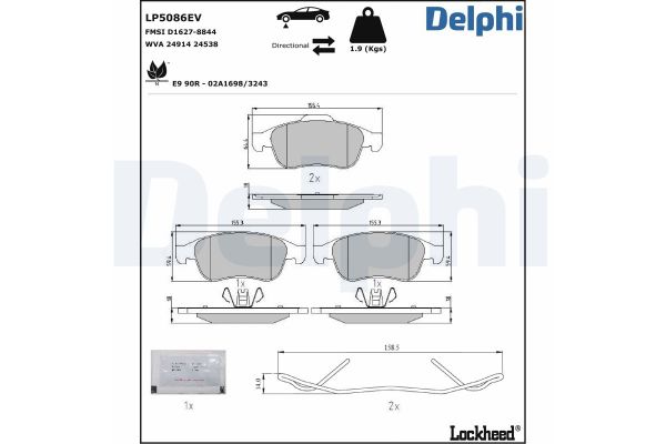 Fren Disk Balata Ön Nissan Townstar Kapalı kasa (01.2022->)  DELPHI LP5086EV