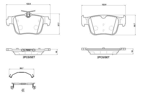 Fren Disk Balata Arka Volkswagen Caddy (SBB/SBJ)(09.2020->)  BREMBO P 85 184