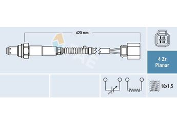 Oksijen (Lambda) Sensörü  FAE 77288  3921022610 39210-22610 3921022620 39210-22620 3921024600 39210-24600 3921024610 39210-24610 3921023750 39210-23750 3921023950 39210-23950 3921022600 39210-22600 SG1642 SG-1642 SG1695 SG-1695 SG853 SG-853 SG857 SG-857