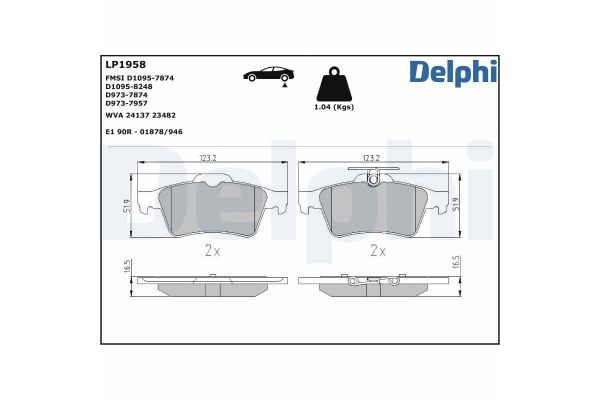 Fren Disk Balata Arka Volvo V40 (03.2012->)  DELPHI LP1958