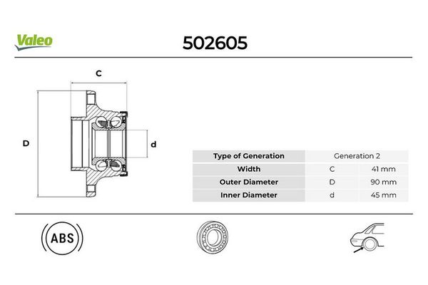 Teker Rulmanı Arka Sağ veya Sol BMW 5 Serisi Sedan (E60)(2003->)  VALEO 502605