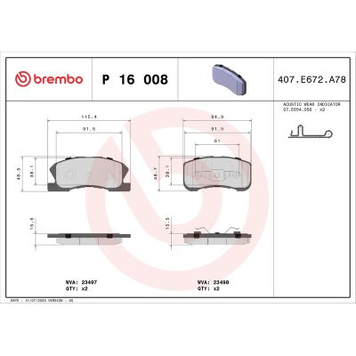 Fren Disk Balata Ön BREMBO P 16 008