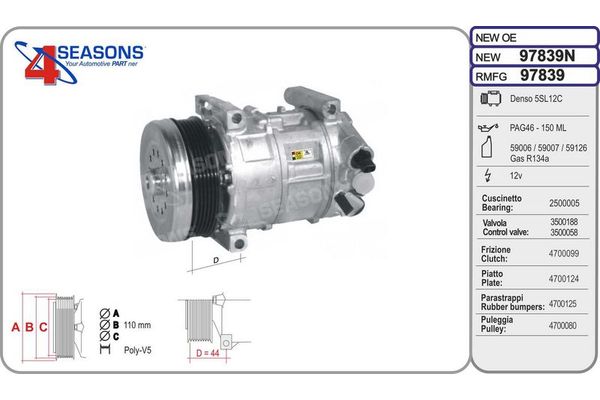 Klima Kompresörü  Fiat Doblo (263) Cargo/Combi/Pratico (12.2014->)  PSA ORJINAL 95526550