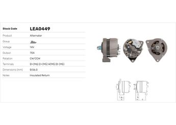 Alternatör  LUCAS ELEKTRIK LEA0449  605710100109 605710100136 1323912 5002271