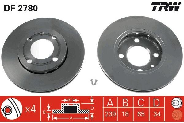 Fren Disk Ayna Ön Sağ ve Sol TRW DF2780