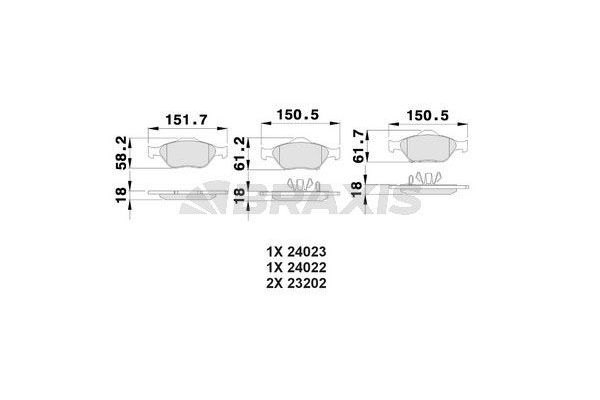 Fren Disk Balata Ön Toyota Yaris (KSP9/SCP9/NLP9)(2006->)  BRAXIS AB0030