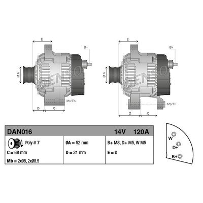 Alternatör  DENSO DAN016