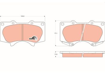 Fren Disk Balata Ön TRW GDB3364  44650K360 446535290 04465-35290 446560320 04465-60320 4465YZZDB 04465-YZZDB PS558H 446535250 04465-35250 PV565H 446504070 04465-04070 4605A481 4605A472 446560270 04465-60270 446560210 04465-60210 44650K090 04465-0K090 PN532H