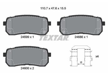 Fren Disk Balata Arka TEXTAR 2459901  583023JA00 583023JA51 583024HA00 583024HA50 S58302C5A00 583024DA00 583024DE00 58302A9A00 58302A9A10 58302C5A00 58302C5A01