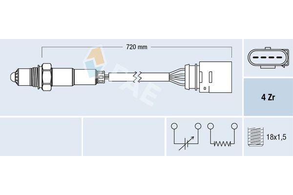 Oksijen (Lambda) Sensörü  Audi A3 (8L)(09.1996->)  FAE 77139