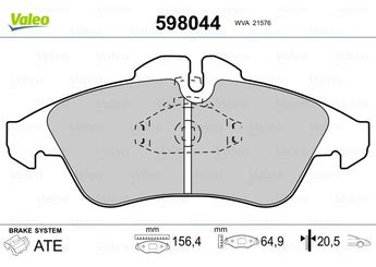 Fren Disk Balata Ön VALEO 598044  9014210610 24203920 0024203920 24209920 0024209920 44205520 0044205520 84204220 0084204220 A0024209920 A0044205520 A9015400217 2D0698151 2D0698151C