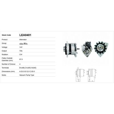 Alternatör  LUCAS ELEKTRIK LEA0401