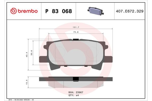 Fren Disk Balata Arka BREMBO P 83 068