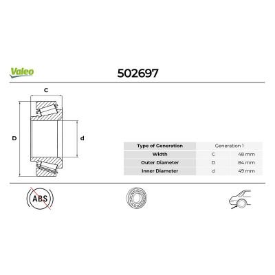 Teker Rulmanı Ön Sağ veya Sol Fiat Ducato Kamyonet (03.2002->)  VALEO 502697