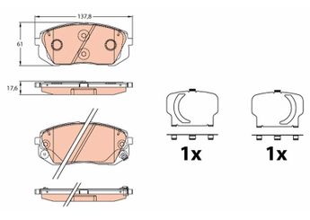 Fren Disk Balata Ön TRW GDB3642  GDB3642 581013ZA76 58101-3ZA76 58101D7A00 58101-D7A00 58101D7A50 58101-D7A50 58101D7A70 58101-D7A70