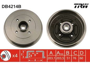 Kampana Arka Sağ veya Sol TRW DB4214B  6001547703 7700839322 8200243735 60 01 547 703 77 00 839 322 82 00 243 735 7700428821 77 00 428 821 7700827866 77 00 827 866