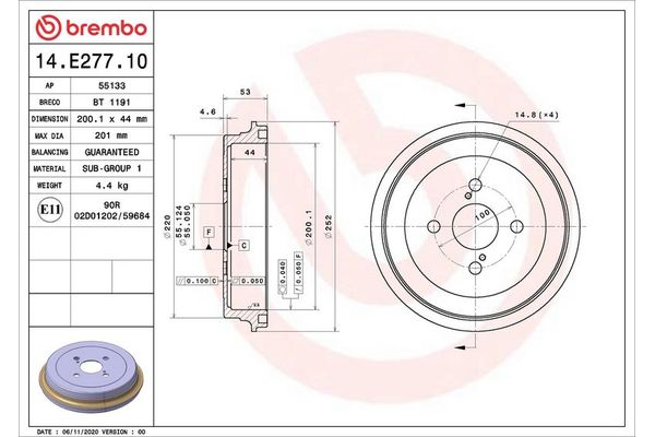 Kampana Arka Sağ veya Sol BREMBO 14.E277.10