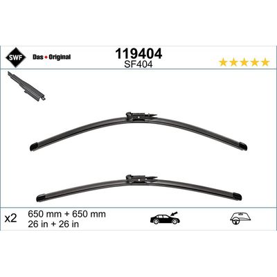 Silecek Süpürgesi Ön Muz Tip 650/650 mm - 26/26 inç SWF 119404