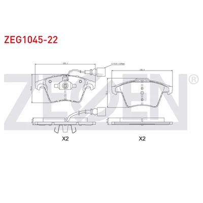 Fren Disk Balata Ön Volkswagen Touareg (7L6)(12.2006->2010)  ZEGEN ZEG1045-22