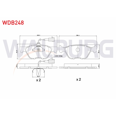Fren Disk Balata Ön Alfa Romeo 156 (116)(1997->)  WALBURG WDB248