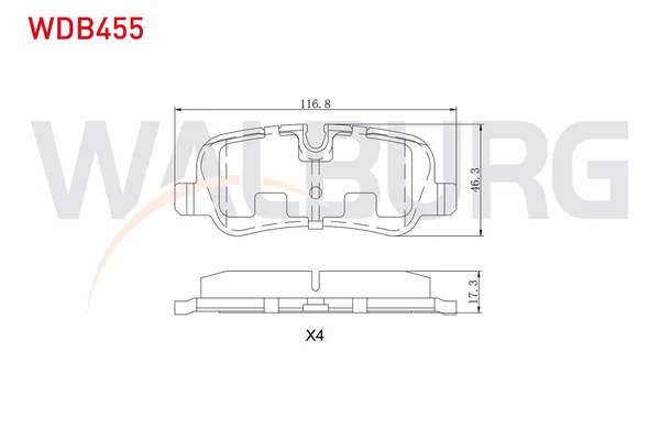 Fren Disk Balata Arka Land Rover Range Rover (LM)(01.2002->)  WALBURG WDB455