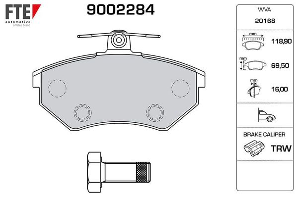 Fren Disk Balata Ön Volkswagen Golf II (191/193)(08.1983->1992)  FTE 9002284
