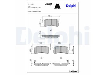 Fren Disk Balata Arka DELPHI LP1765  LP1765 4841305100 48413-05100 4841308050 48413-08050 48413090A1 4841305101 4841305102
