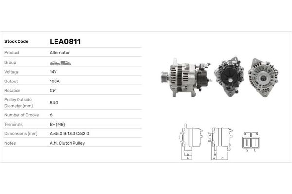 Alternatör  LUCAS ELEKTRIK LEA0811