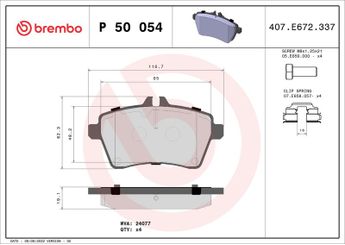 Fren Disk Balata Ön BREMBO P 50 054  P50054 P 50 054 1694200220 1694201020 1694201820 1694202120 A1694200220 A1694201020 A1694201820 A1694202120