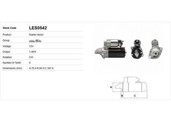 Marş Dinamosu  LUCAS ELEKTRIK LES0542  12417505979 7505979