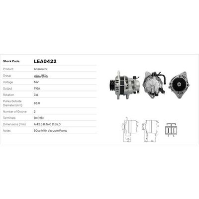 Alternatör  LUCAS ELEKTRIK LEA0422