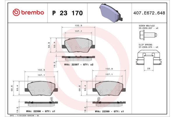 Fren Disk Balata Ön BREMBO P 23 170
