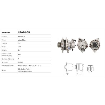 Alternatör  Kia Sorento (BL)(2002->)  LUCAS ELEKTRIK LEA0409