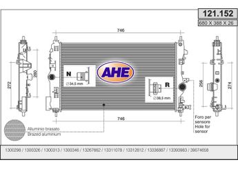 Su Radyatörü  BEHR 8MK 376 787-541  1300326 13311078 39074658 1300298 1300313 1300346 13267662 13312812 13336887 13393983 39074655