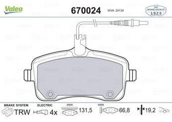 Fren Disk Balata Ön VALEO 670024  425422 1611456580 1617259480 425277 4252-77 425335 4253-35 425347 4253-47 4254-22 E172236
