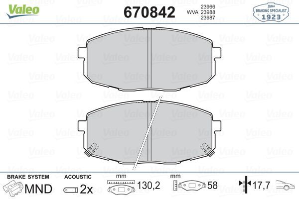 Fren Disk Balata Ön Kia Ceed Sportswagon (ED)(2007->)  VALEO 670842