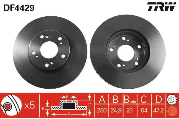 Fren Disk Ayna Ön Sağ ve Sol Honda Accord (CL/CN)(01.2003->)  TRW DF4429