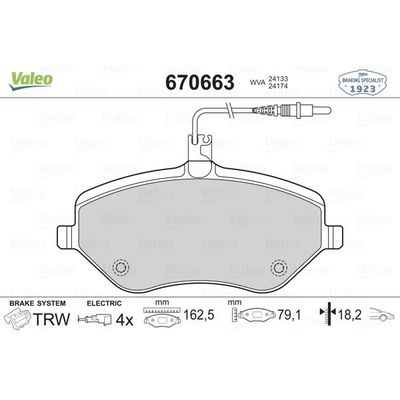 Fren Disk Balata Ön Citroen C6 (09.2005->)  VALEO 670663