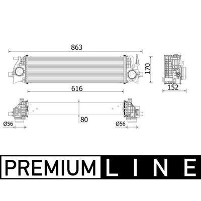 Turbo Radyatörü  Volvo V90 S.Wagon [Combi] (03.2016->)  MAHLE CI 554 000P