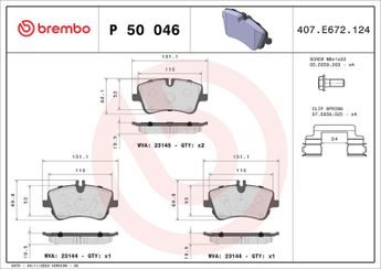 Fren Disk Balata Ön BREMBO P 50 046  P50046 P 50 046 34202620 0034202620 34206020 0034206020 54209620 0054209620 64206220 0064206220 A0034202620 A0034206020 A0054209620 A0064206220