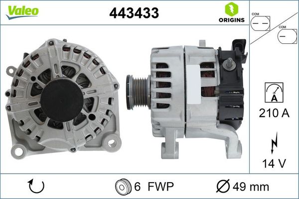 Alternatör  BMW 3 Serisi Sedan (F30)(2011->)  VALEO 443433