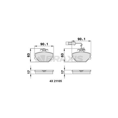 Fren Disk Balata Ön Fiat Tempra (159) 4 Kapı (1990->)  BRAXIS AB0088