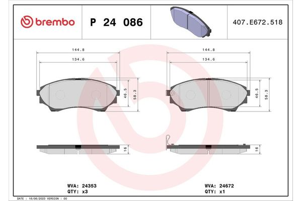 Fren Disk Balata Ön BREMBO P 24 086