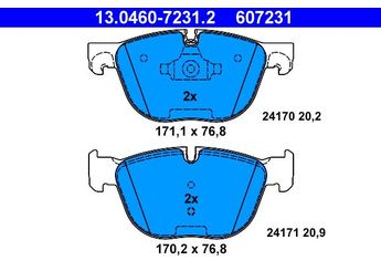 Fren Disk Balata Ön ATE 13.0460-7231.2  13046072312 13.0460-7231.2 34114074370 34 11 4 074 370 34116778403 34 11 6 778 403 34116779293 34 11 6 779 293 34116852253 34 11 6 852 253 34116857096 34 11 6 857 096