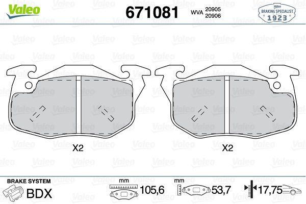 Fren Disk Balata Ön Citroen Saxo (03.1996->)  VALEO 671081