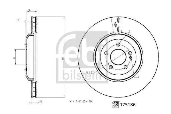 Fren Disk Ayna Arka Sağ ve Sol Mercedes E -Serisi Coupe (BM 238)(12.2016->)  FEBI BILSTEIN 175186