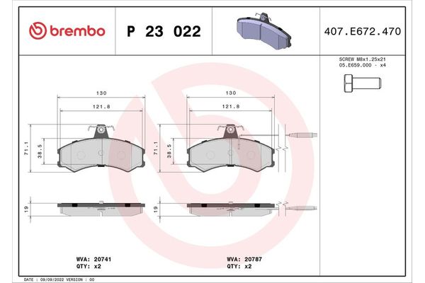 Fren Disk Balata Ön Fiat Ducato P.Van (290)(08.1990->)  BREMBO P 23 022